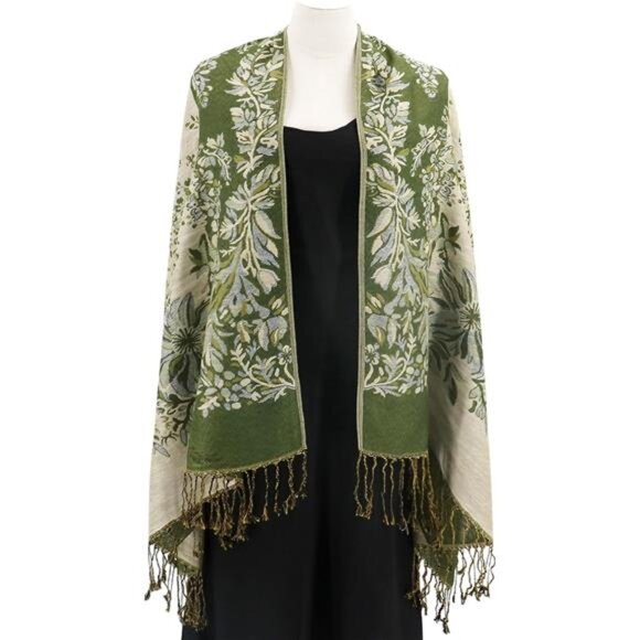 Silky Paisley Pashmina Shawl Scarf-Women's Soft Double-side Jacquard - Picture 4 of 6